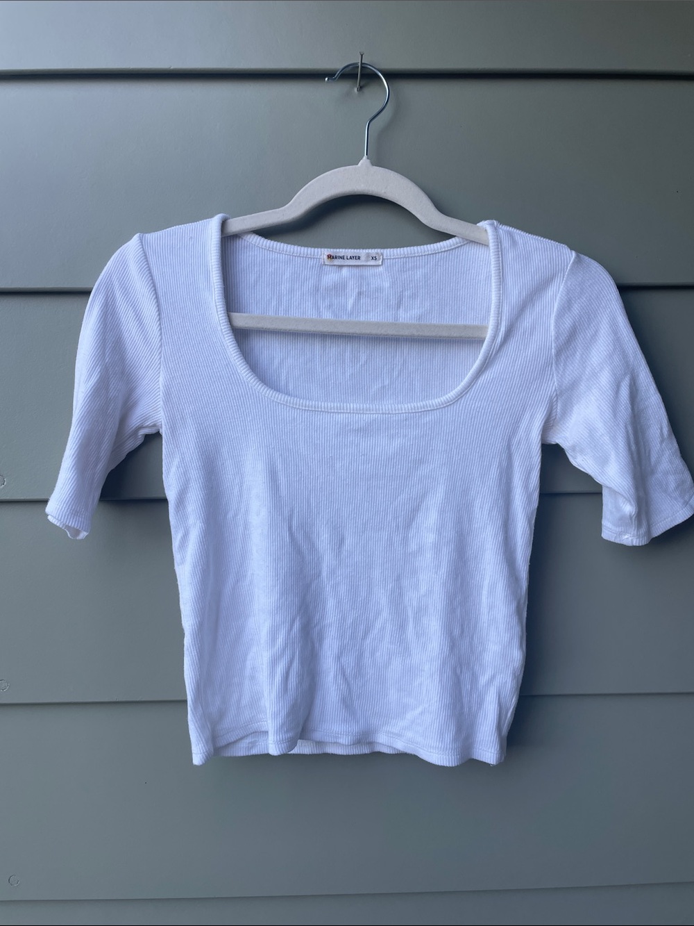 Marine Layer Lexi Ribbed Square Neck Top - White